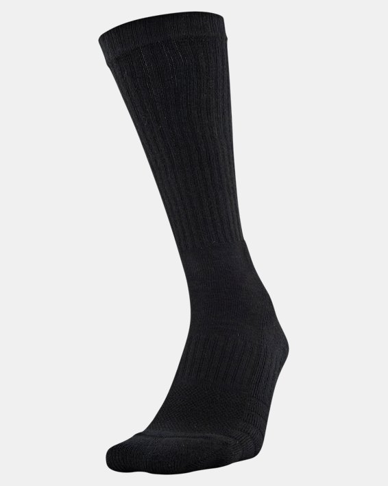 Unisex UA Training Cotton Crew – 3-Pack Socks, Black, pdpMainDesktop image number 1